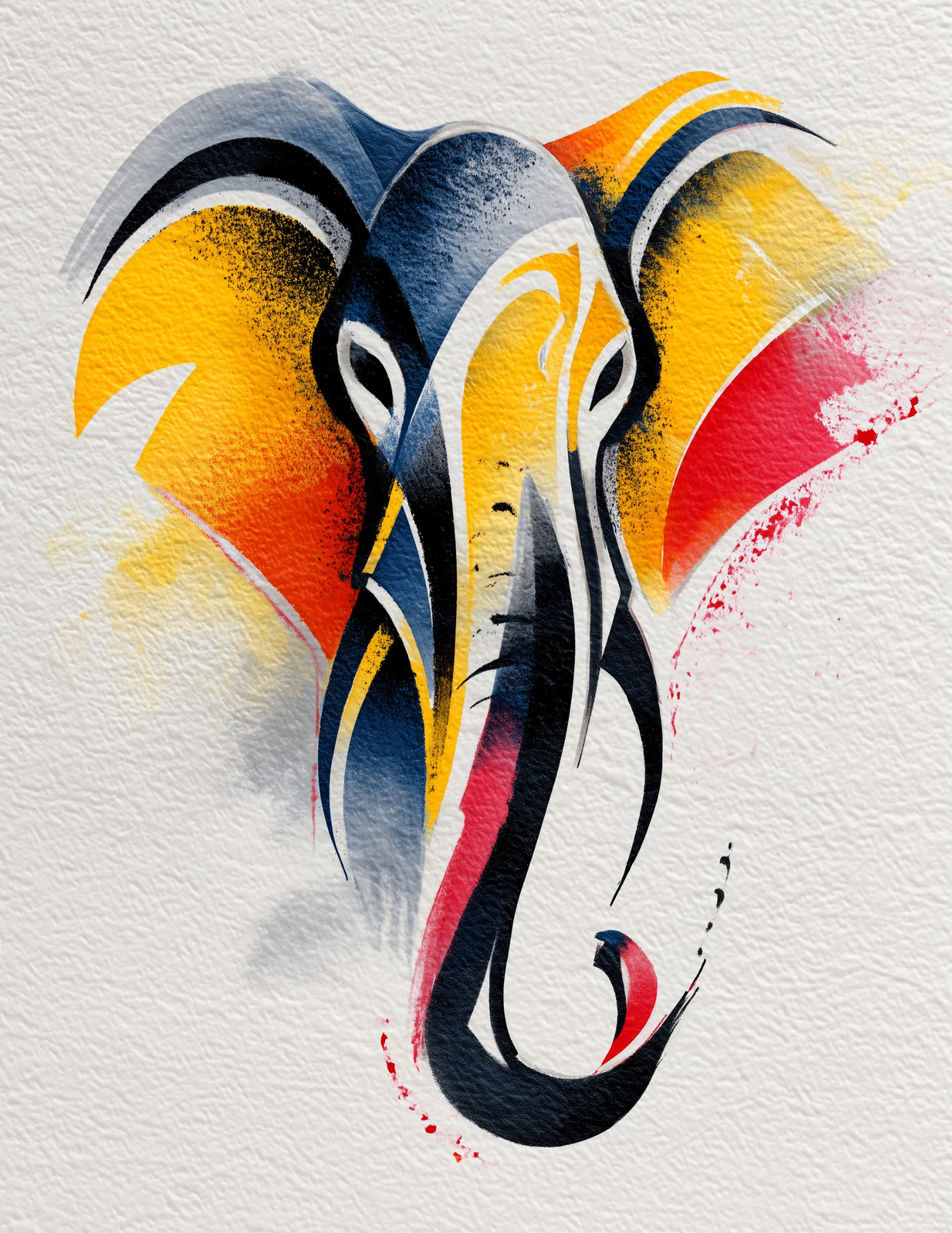 Elephant — Inkflow Art, Sunset Tones Digital Wall Art, 3 Sizes Included, Living Room Decor