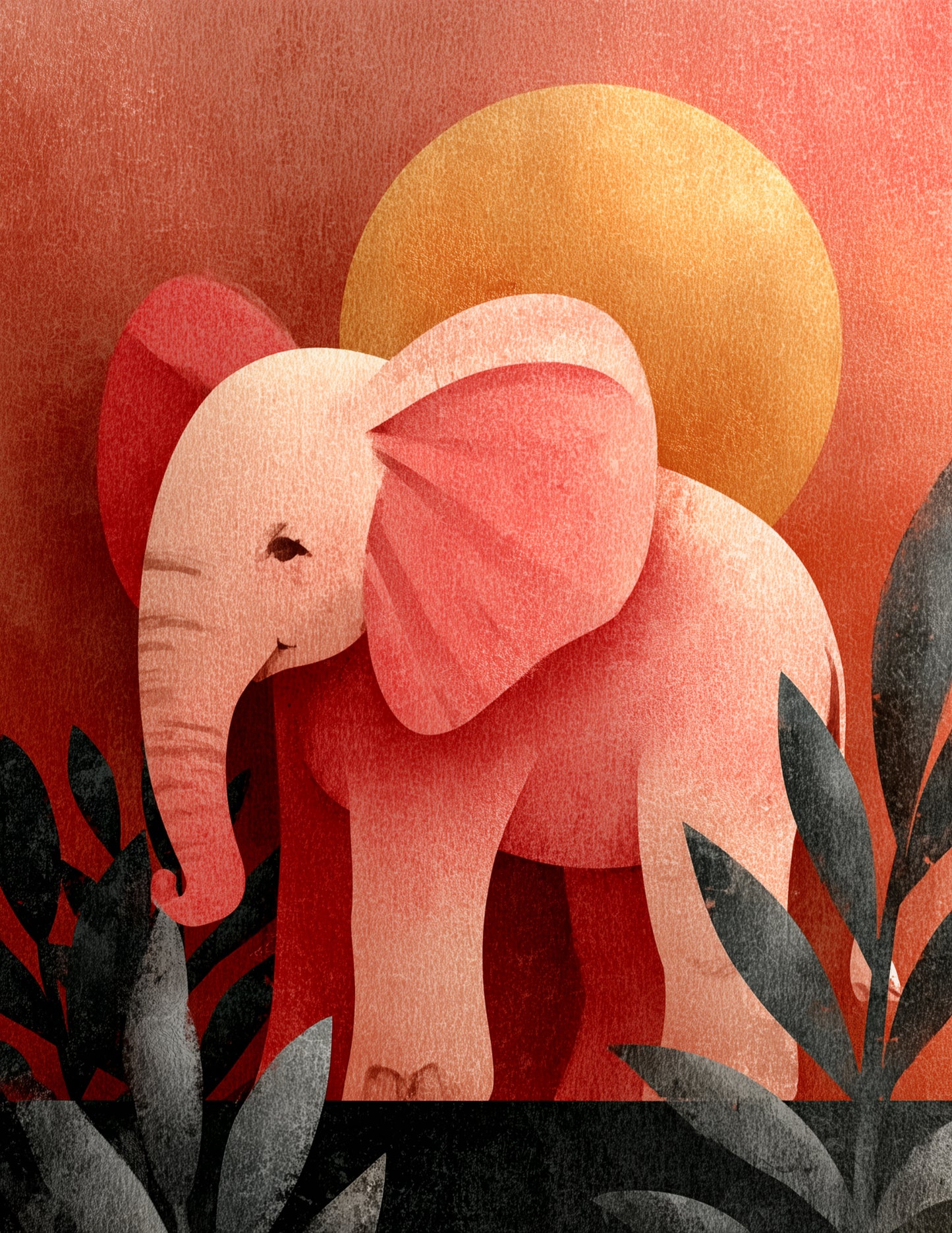 Elephant — Nursery Art, Autumn Tones Digital Wall Art, 3 Sizes Included, Nursery Decor