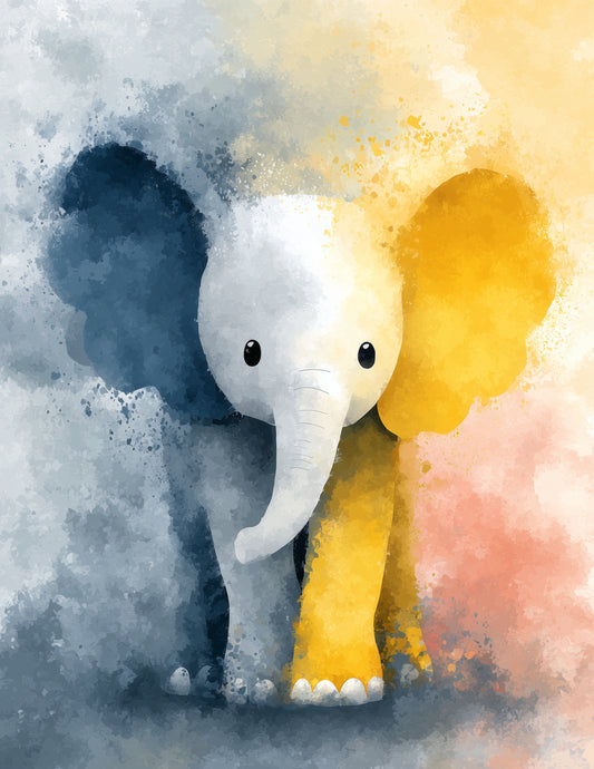 Elephant — Nursery Art, Calm Pastels Digital Wall Art, 3 Sizes Included, Nursery Decor
