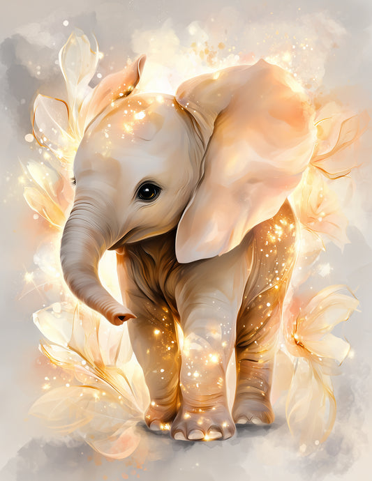 Elephant — Nursery Art, Gentle Tones Digital Wall Art, 3 Sizes Included, Nursery Decor