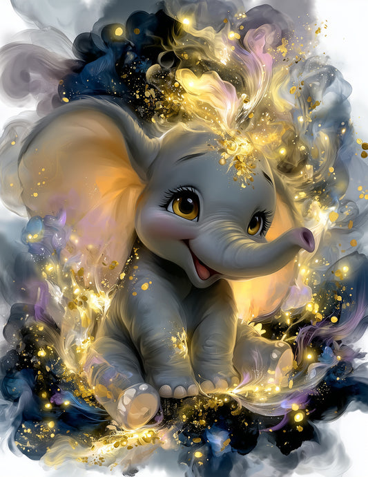 Elephant — Nursery Art, Golden Tones Digital Wall Art, 3 Sizes Included, Nursery Decor