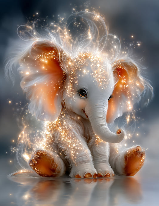 Elephant — Nursery Art, Soft Glow Digital Wall Art, 3 Sizes Included, Nursery Decor