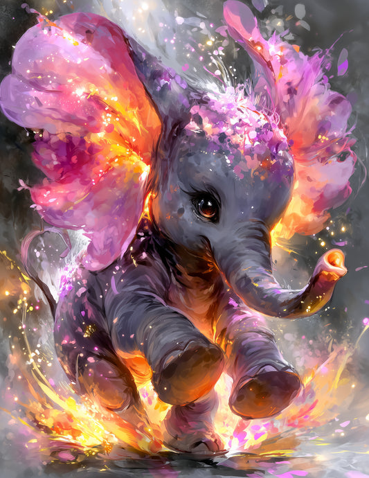 Elephant — Nursery Art, Soft Pastels Digital Wall Art, 3 Sizes Included, Nursery Decor