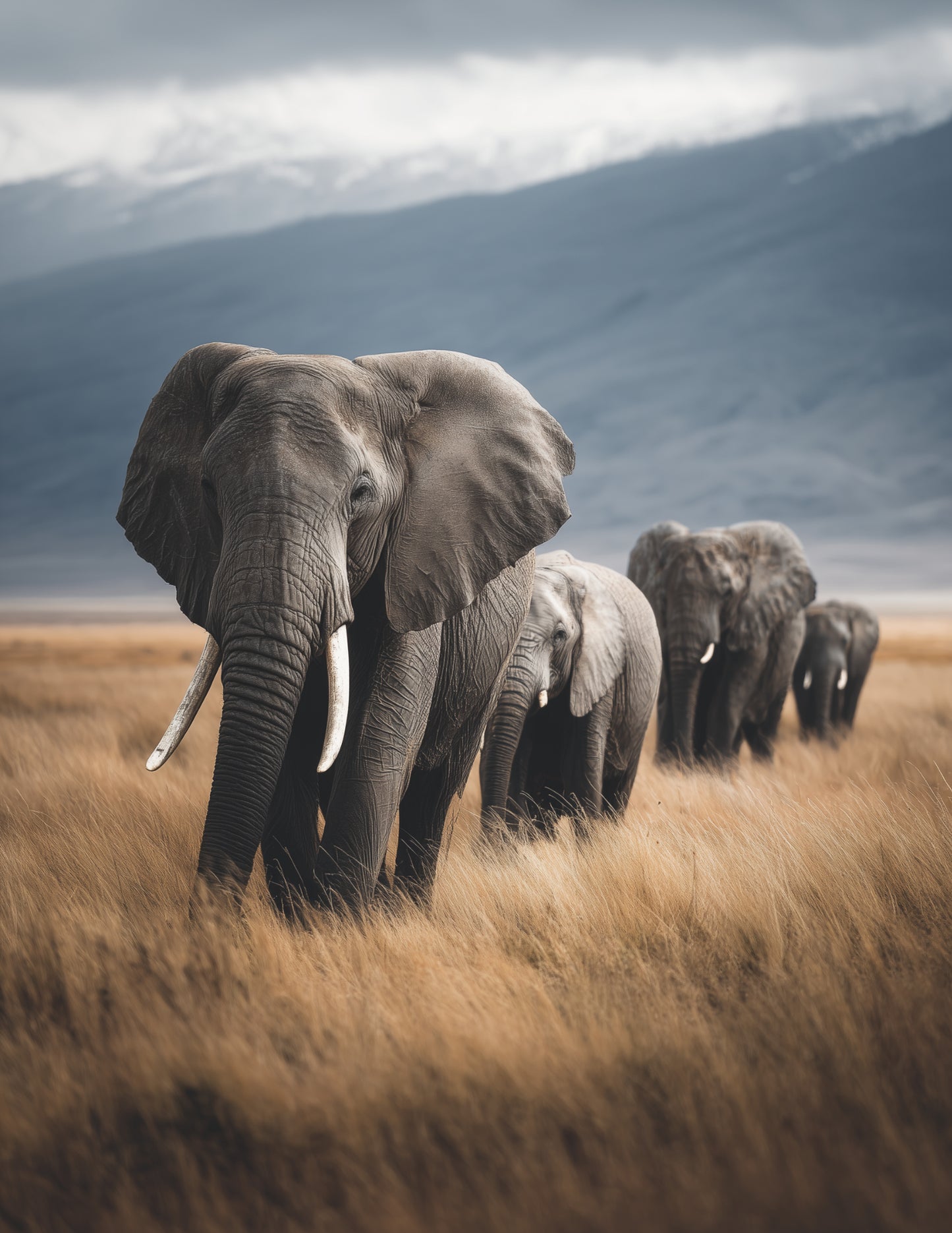 Elephant — Realistic Family Art, Soft Gradients Digital Wall Art, 3 Sizes Included, Living Room Decor