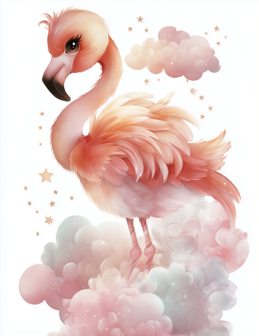 Flamingo — Nursery Art, Soft Pastels Digital Wall Art, 3 Sizes Included, Nursery Decor