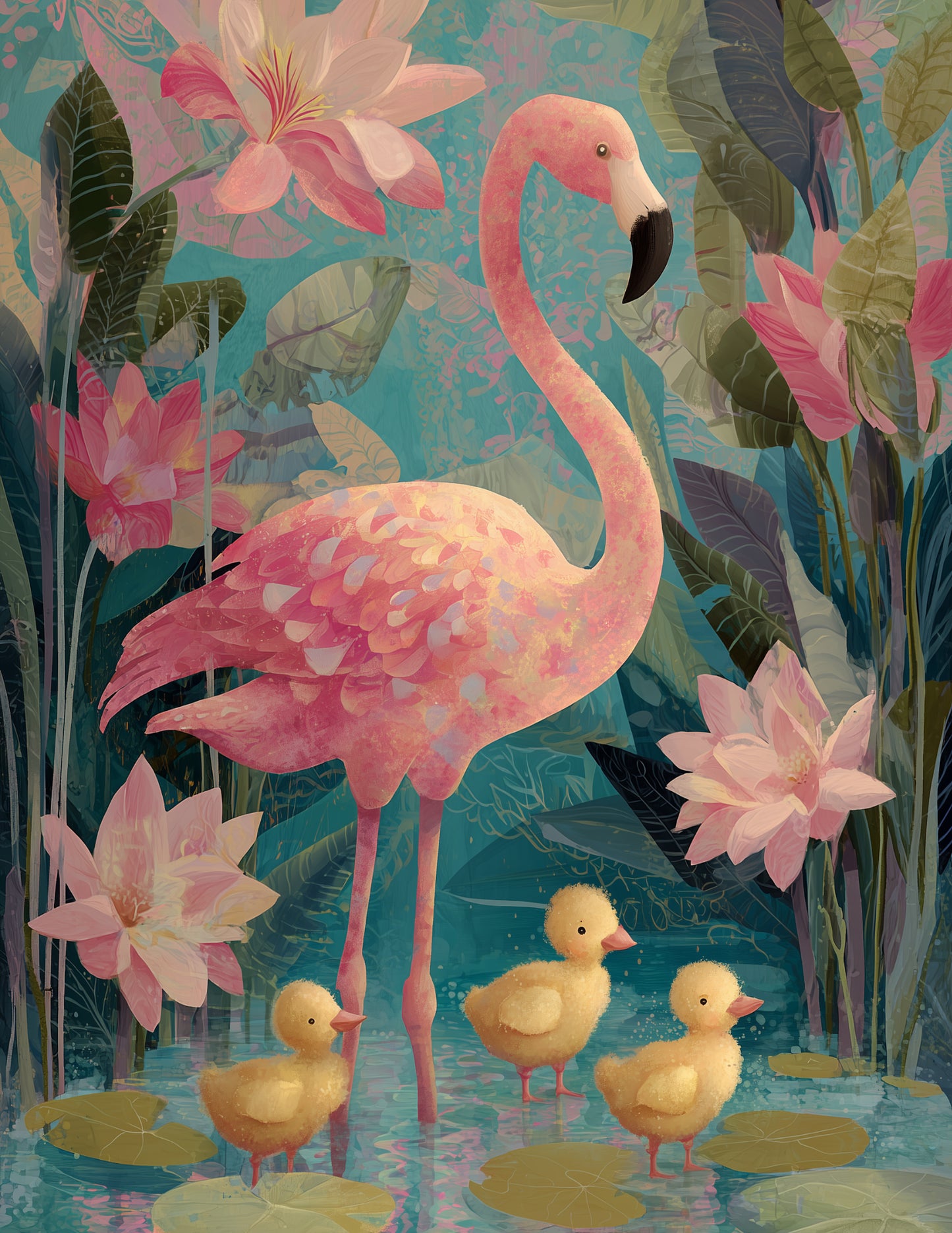 Flamingo — Nursery Art, Vibrant Palette Digital Wall Art, 3 Sizes Included, Nursery Decor