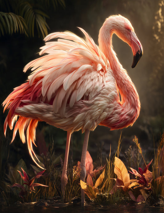 Flamingo — Realistic Art, Calm Hues Digital Wall Art, 3 Sizes Included, Living Room Decor