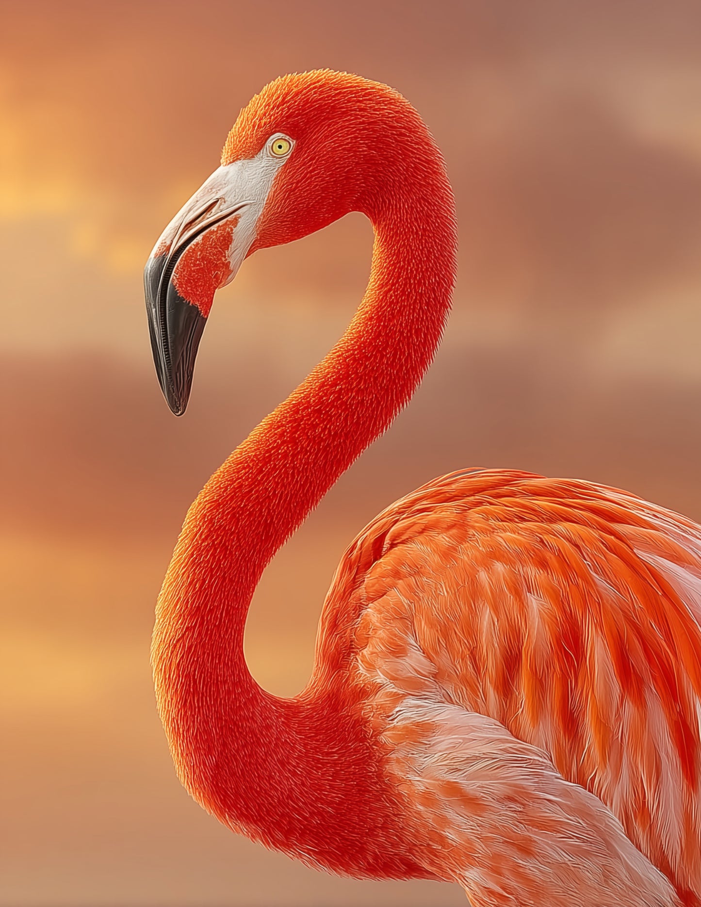 Flamingo — Realistic Art, Warm Palette Digital Wall Art, 3 Sizes Included, Living Room Decor