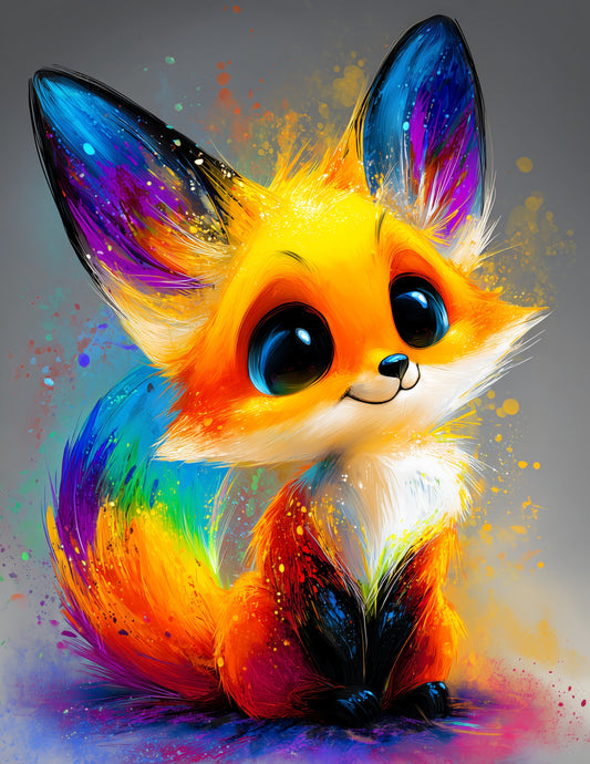 Fox — Cute Cartoon Art, Balanced Tones Digital Wall Art, 3 Sizes Included, Nursery Decor