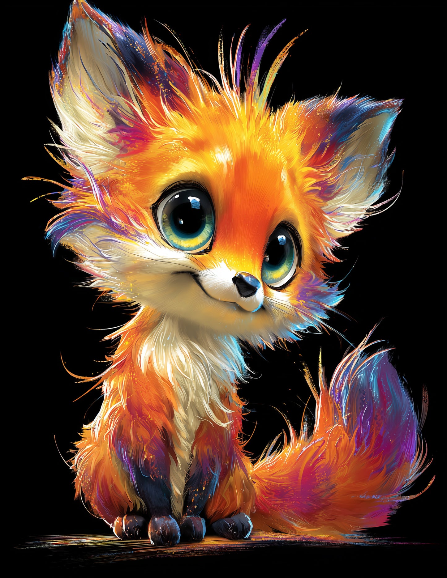 Fox — Cute Cartoon Art, Bold Contrast Digital Wall Art, 3 Sizes Included, Nursery Decor