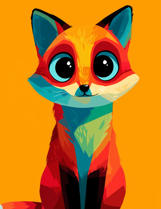 Fox — Cute Cartoon Art, Color Variation Digital Wall Art, 3 Sizes Included, Nursery Decor