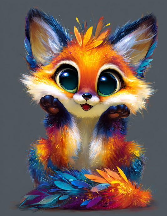 Fox — Cute Cartoon Art, Light Pastels Digital Wall Art, 3 Sizes Included, Living Room Decor