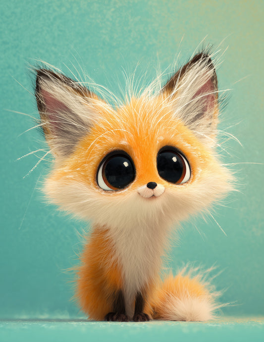 Fox — Cute Cartoon Art, Subtle Transitions Digital Wall Art, 3 Sizes Included, Nursery Decor