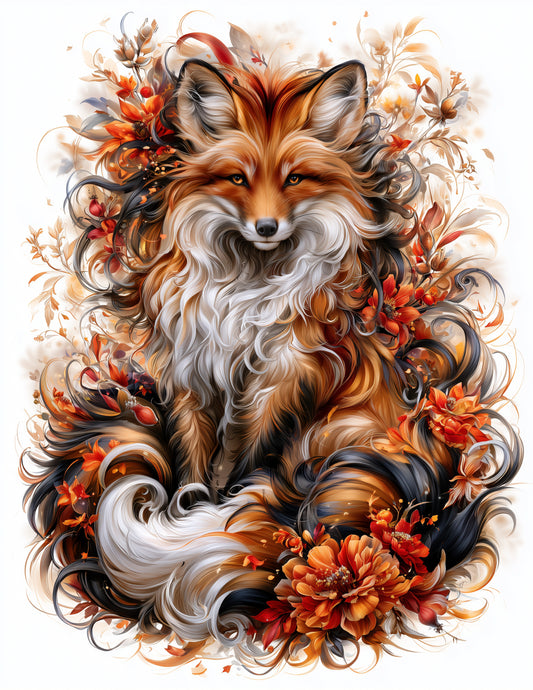 Fox — Naturalist Art, Dramatic Contrast Digital Wall Art, 3 Sizes Included, Living Room Decor