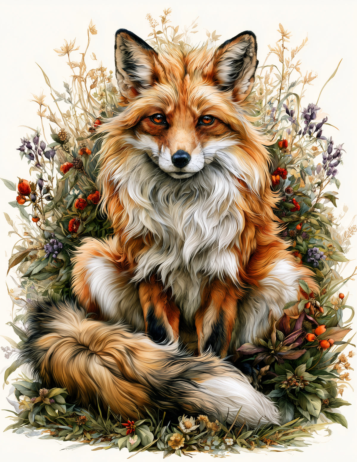 Fox — Naturalist Art, Rustic Detail Digital Wall Art, 3 Sizes Included, Living Room Decor