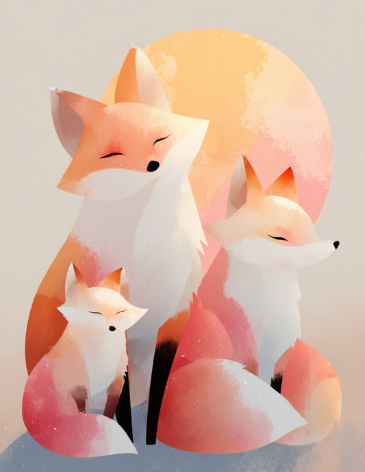 Fox — Nursery Pack Art, Soft Pastels Digital Wall Art, 3 Sizes Included, Nursery Decor