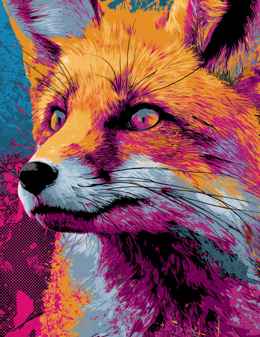 Fox — Pop Art, Calm Palette Digital Wall Art, 3 Sizes Included, Living Room Decor