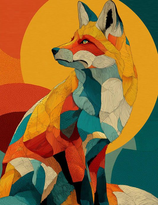 Fox — Pop Art, Layered Hues Digital Wall Art, 3 Sizes Included, Living Room Decor