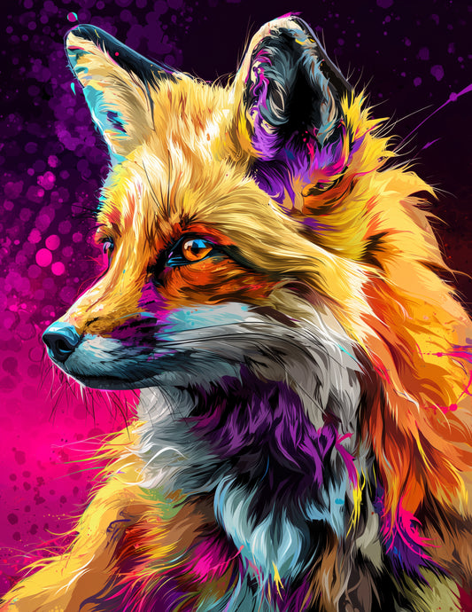 Fox — Pop Art, Vibrant Palette Digital Wall Art, 3 Sizes Included, Living Room Decor