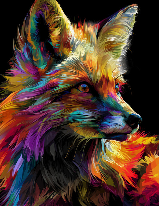 Fox — Pop Art, Warm Tones Digital Wall Art, 3 Sizes Included, Living Room Decor