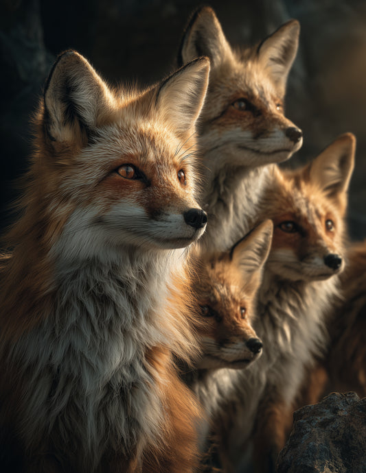 Fox — Realistic Pack Art, Soft Hues Digital Wall Art, 3 Sizes Included, Living Room Decor