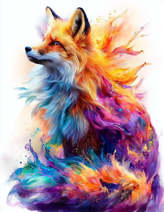Fox — Watercolor Art, Warm Tones Digital Wall Art, 3 Sizes Included, Living Room Decor