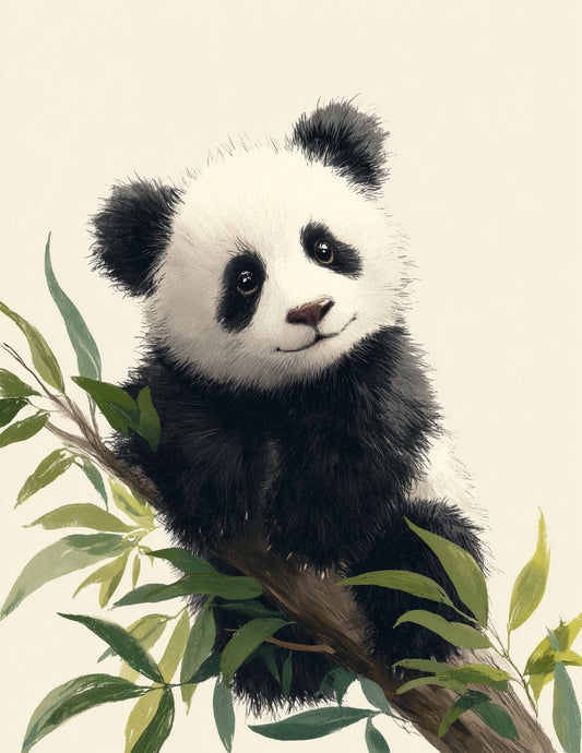 Giant Panda — Nursery Art, Warm Pastels Digital Wall Art, 3 Sizes Included, Nursery Decor