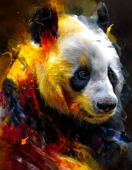Giant Panda — Watercolor Art, Bold Contrast Digital Wall Art, 3 Sizes Included, Living Room Decor