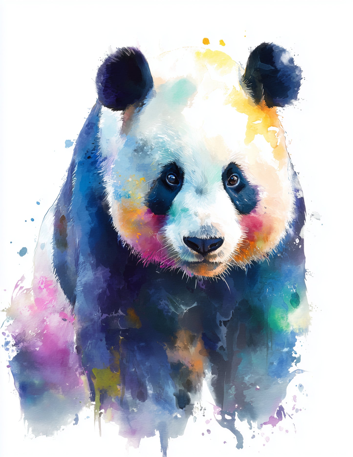 Giant Panda — Watercolor Art, Soft Pastels Digital Wall Art, 3 Sizes Included, Living Room Decor
