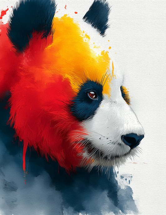 Giant Panda — Watercolor Art, Warm Hues Digital Wall Art, 3 Sizes Included, Living Room Decor