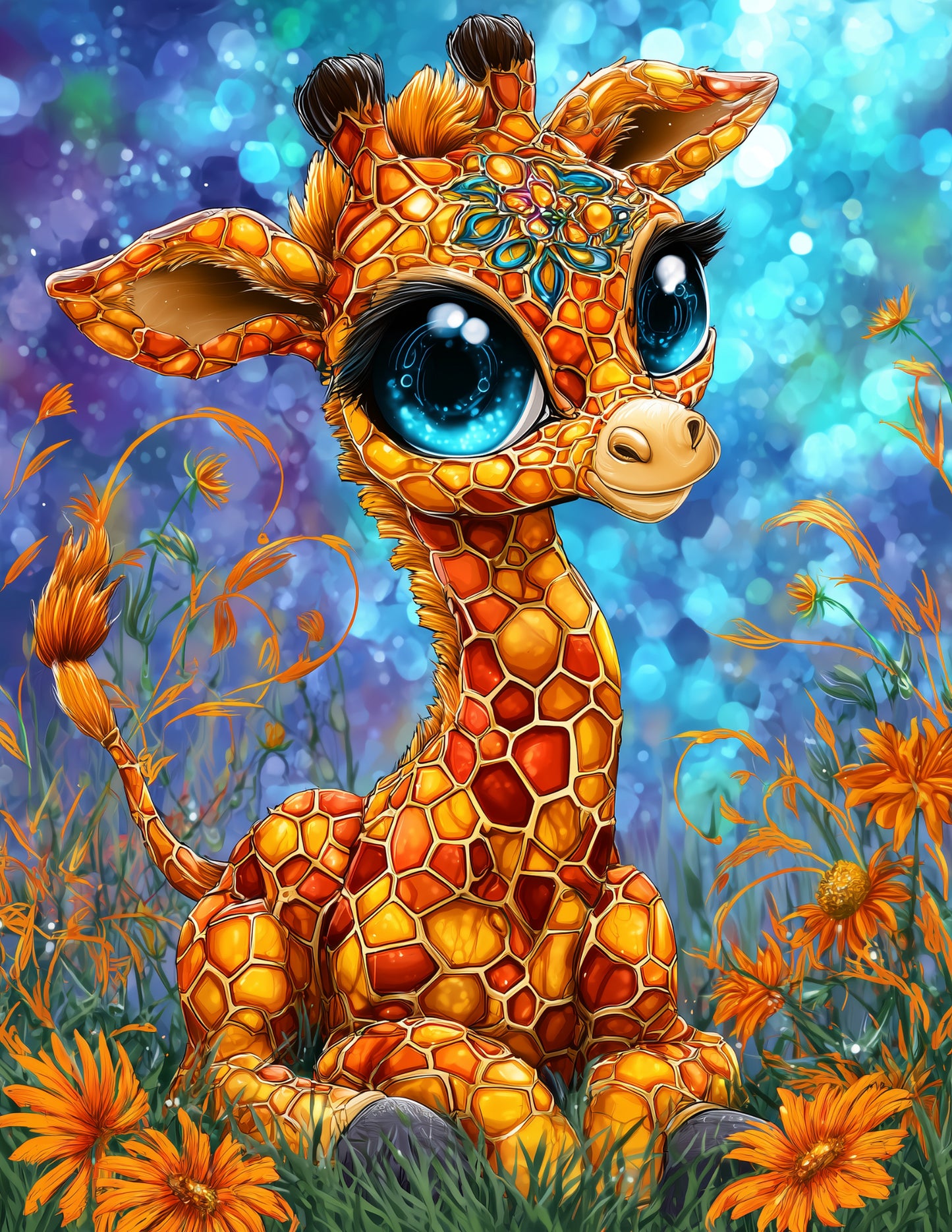 Giraffe — Cute Cartoon Art, Serene Hues Digital Wall Art, 3 Sizes Included, Nursery Decor