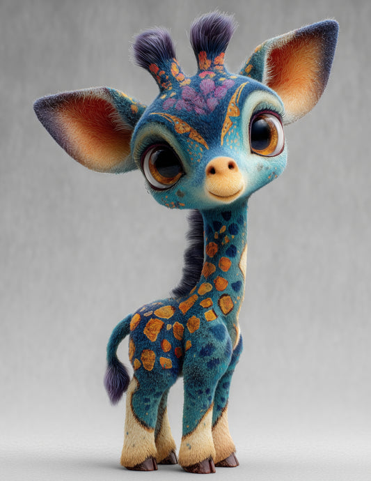 Giraffe — Cute Cartoon Art, Soft Pastels Digital Wall Art, 3 Sizes Included, Nursery Decor