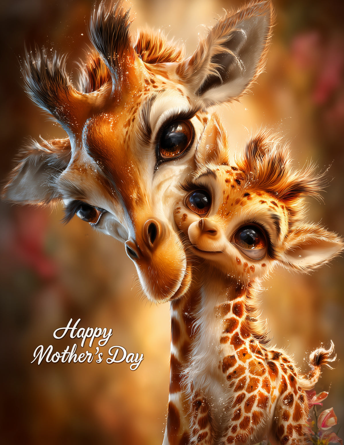 Giraffe — Mother's Day Cute Cartoon Art, Sunset Tones Digital Wall Art, 3 Sizes Included, Nursery Decor