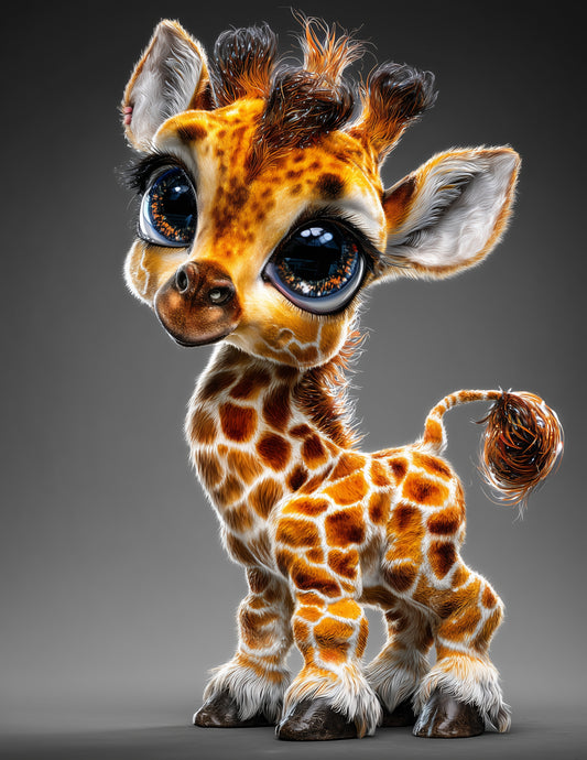 Giraffe — Cute Cartoon Art, Warm Tones Digital Wall Art, 3 Sizes Included, Nursery Decor