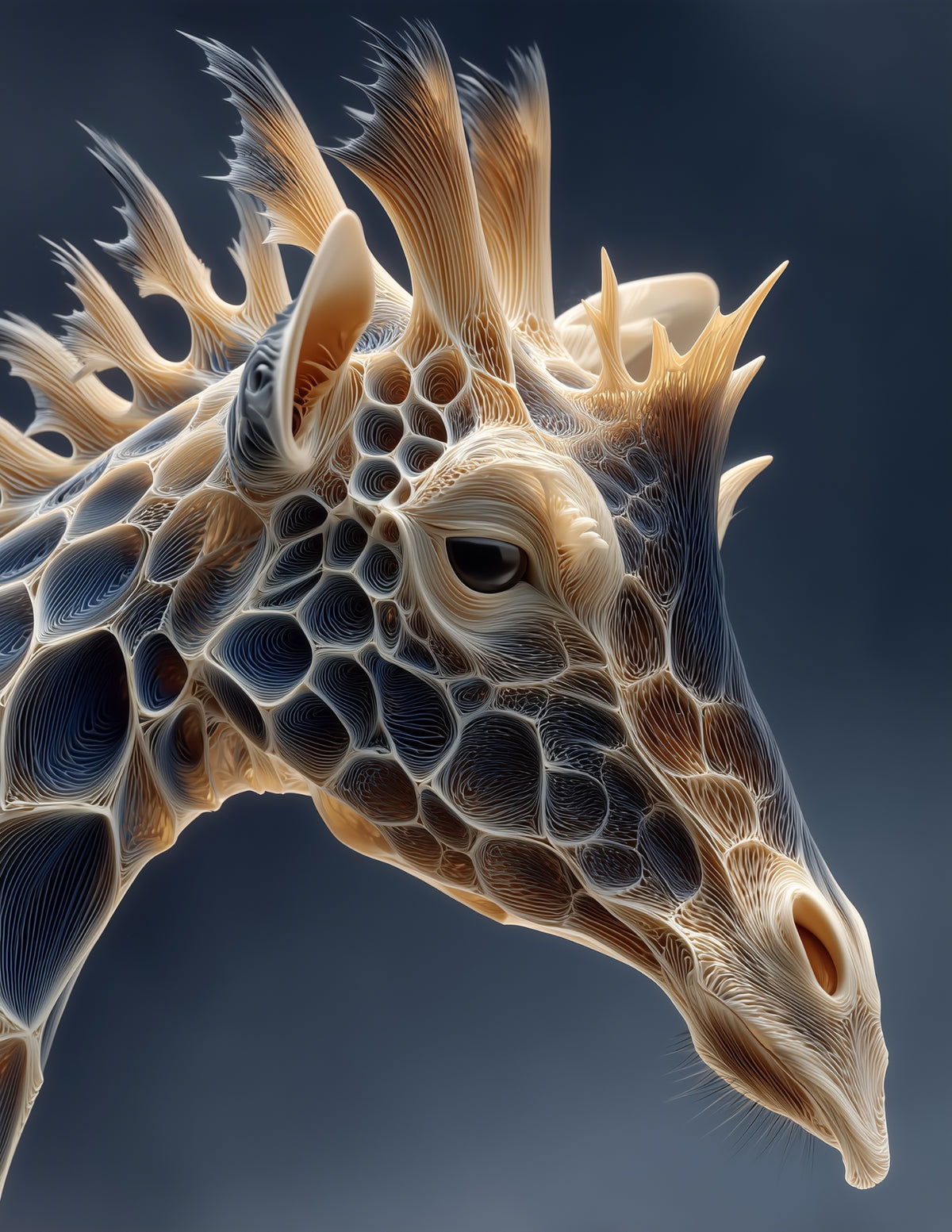 Giraffe — Ferrofluid Art, Ember Tones Digital Wall Art, 3 Sizes Included, Living Room Decor