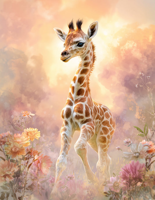 Giraffe — Nursery Art, Dreamy Lighting Digital Wall Art, 3 Sizes Included, Nursery Decor