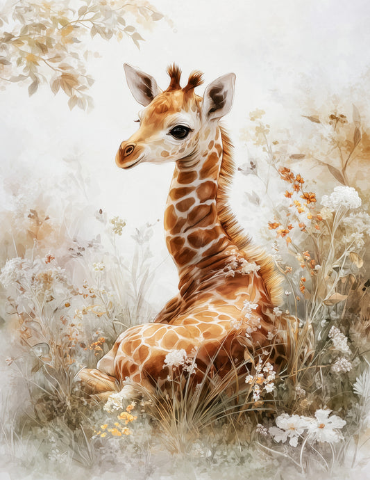 Giraffe — Nursery Art, Muted Tones Digital Wall Art, 3 Sizes Included, Nursery Decor