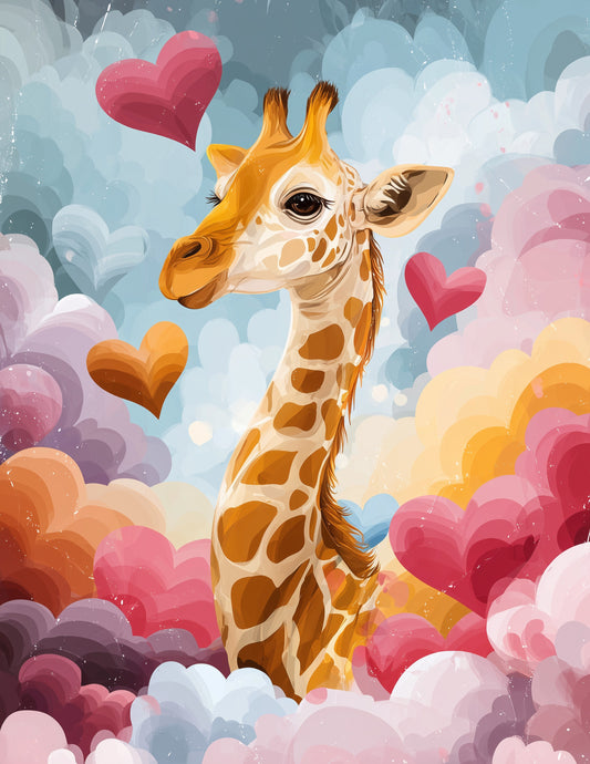 Giraffe — Nursery Art, Vibrant Palette Digital Wall Art, 3 Sizes Included, Nursery Decor