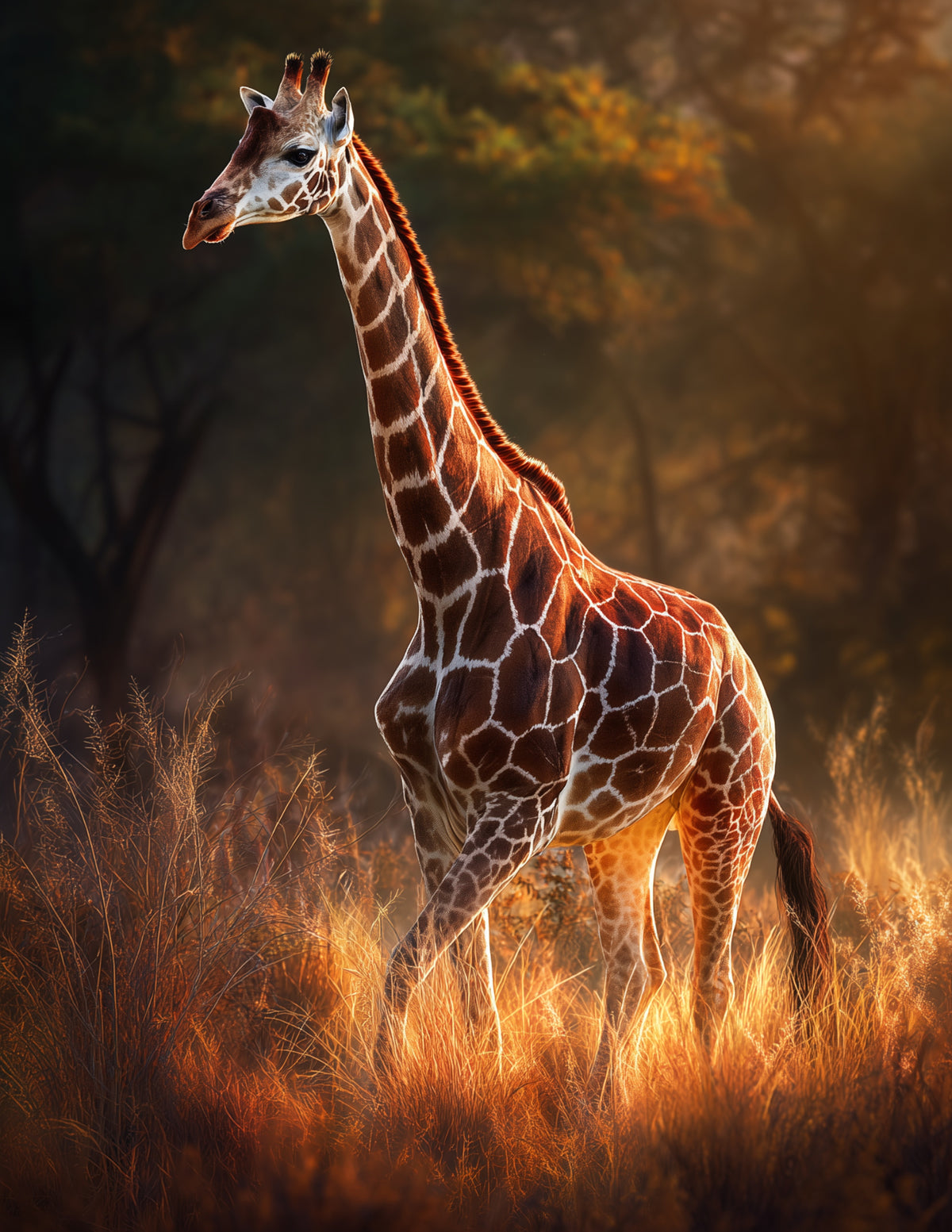 Giraffe — Realistic Art, Sunset Tones Digital Wall Art, 3 Sizes Included, Living Room Decor