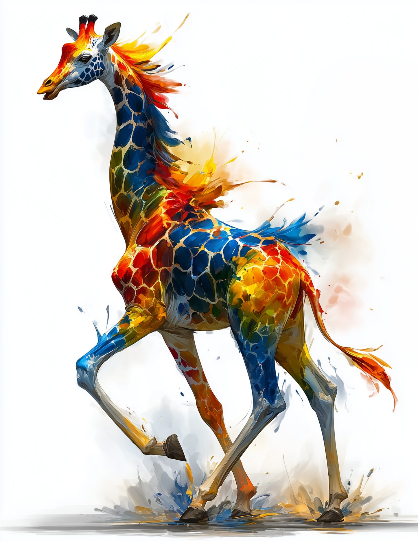 Giraffe — Watercolor Art, Bold Pastels Digital Wall Art, 3 Sizes Included, Living Room Decor