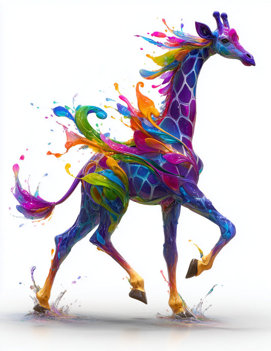 Giraffe — Watercolor Art, Color Splash Digital Wall Art, 3 Sizes Included, Living Room Decor