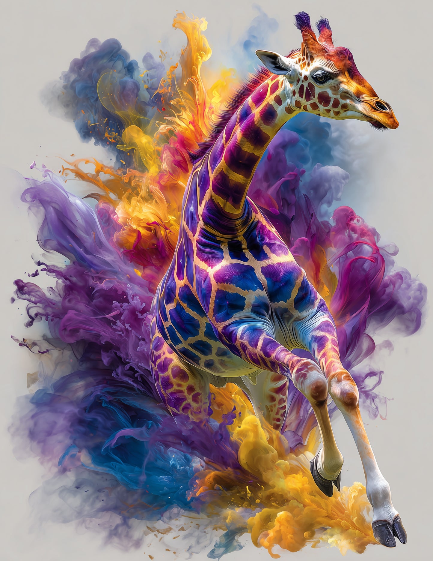 Giraffe — Watercolor Art, Cosmic Burst Digital Wall Art, 3 Sizes Included, Living Room Decor