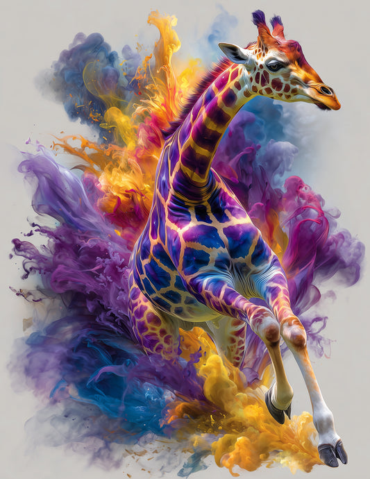 Giraffe — Watercolor Art, Cosmic Burst Digital Wall Art, 3 Sizes Included, Living Room Decor