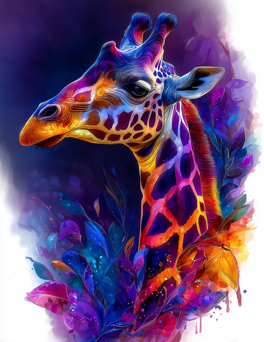 Giraffe — Watercolor Art, Vivid Bloom Digital Wall Art, 3 Sizes Included, Living Room Decor