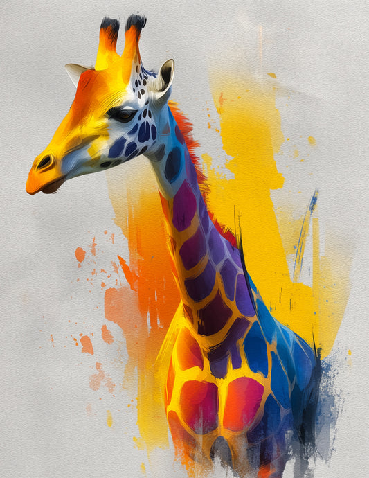 Giraffe — Watercolor Art, Warm Tones Digital Wall Art, 3 Sizes Included, Living Room Decor