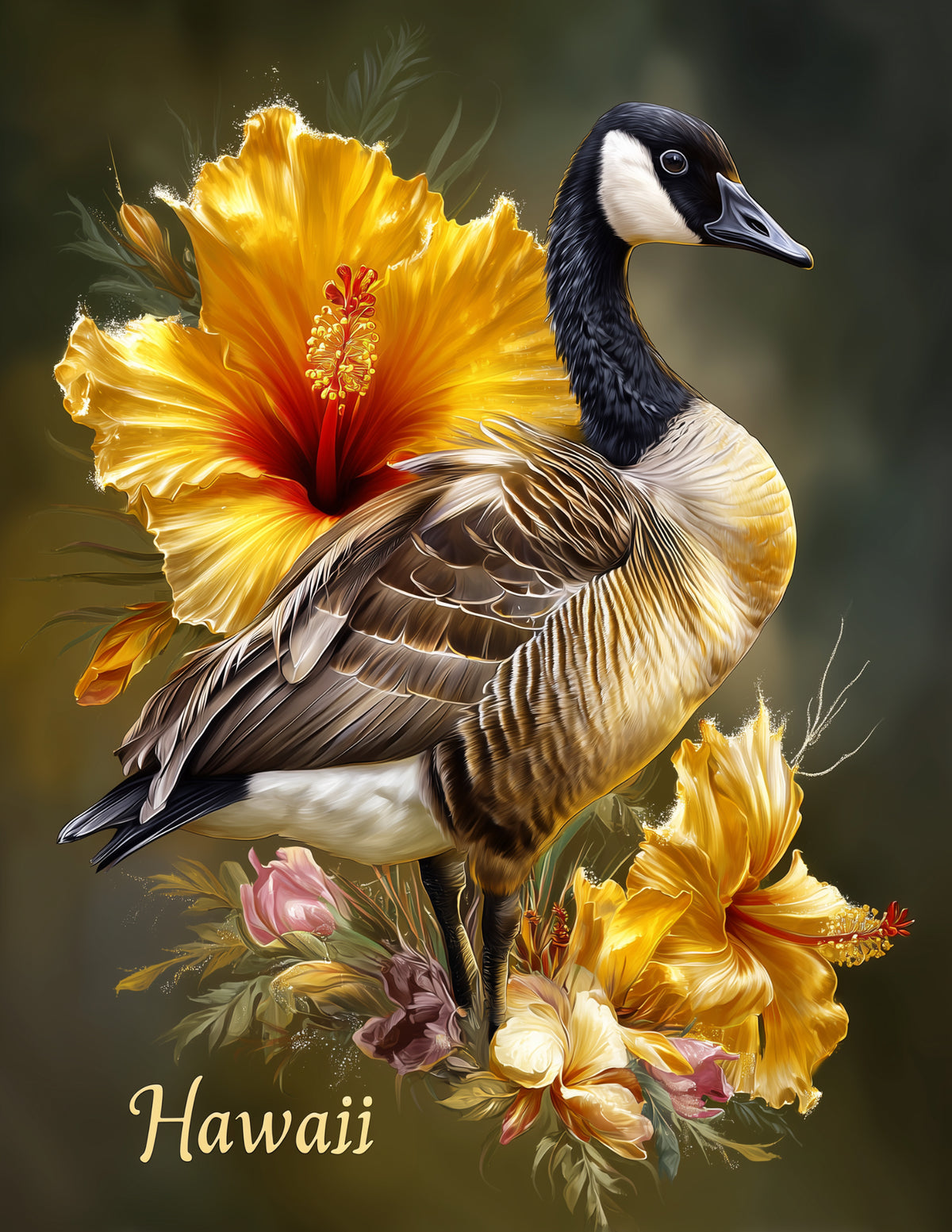 Goose Hawaii — Boho Art, Golden Tones Digital Wall Art, 3 Sizes Included, Living Room Decor
