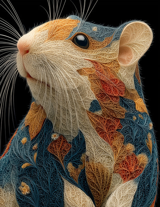 Hamster — Fractal Filigree Art, Serene Hues Digital Wall Art, 3 Sizes Included, Living Room Decor