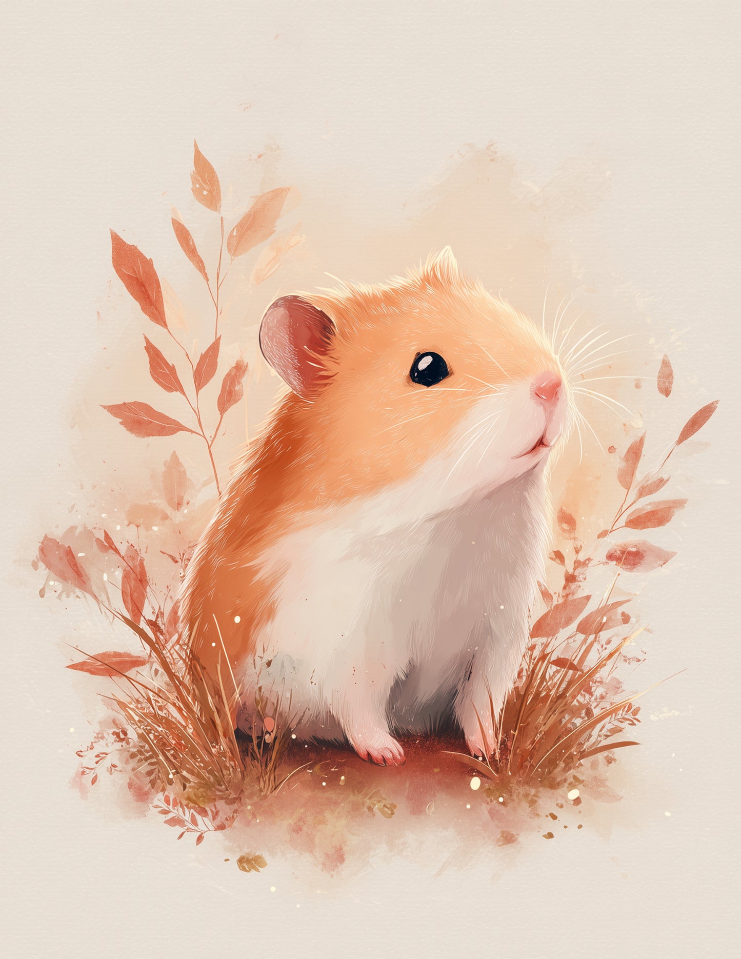 Hamster — Nursery Art, Balanced Tones Digital Wall Art, 3 Sizes Included, Nursery Decor