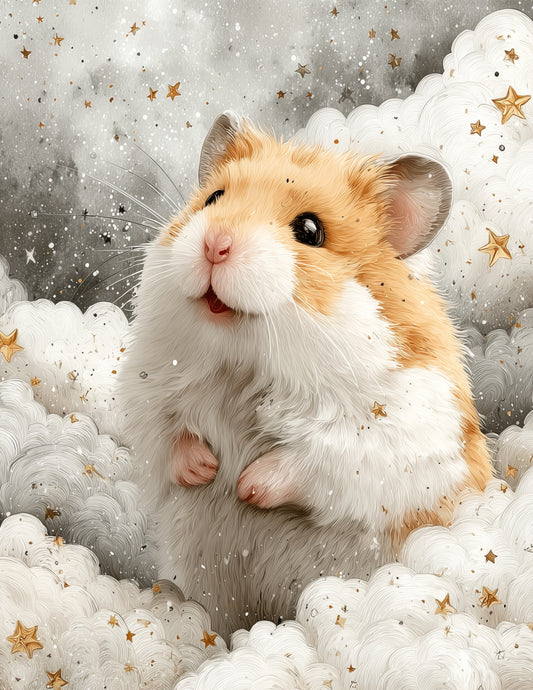 Hamster — Nursery Art, Soft Pastels Digital Wall Art, 3 Sizes Included, Nursery Decor