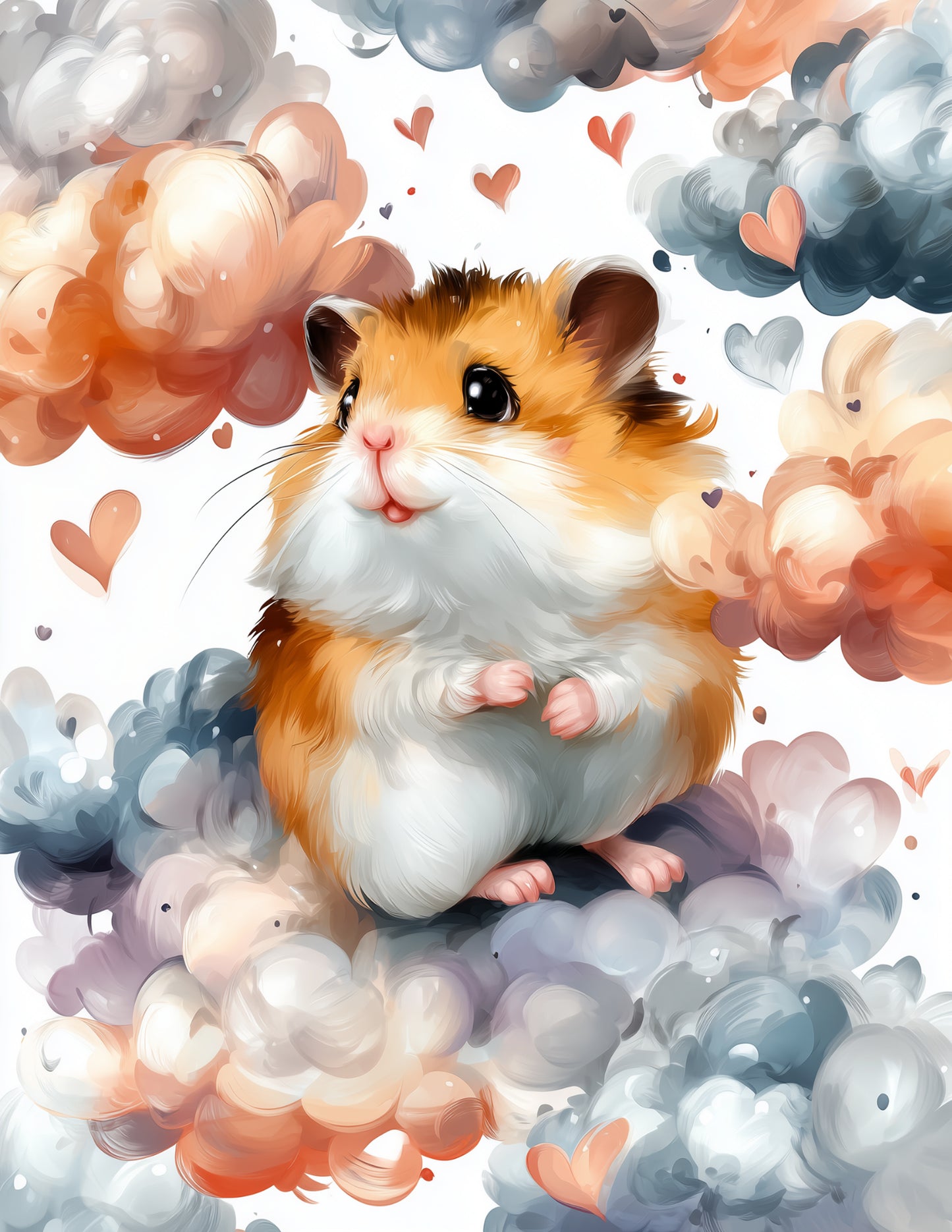 Hamster — Nursery Art, Sweet Pastels Digital Wall Art, 3 Sizes Included, Nursery Decor